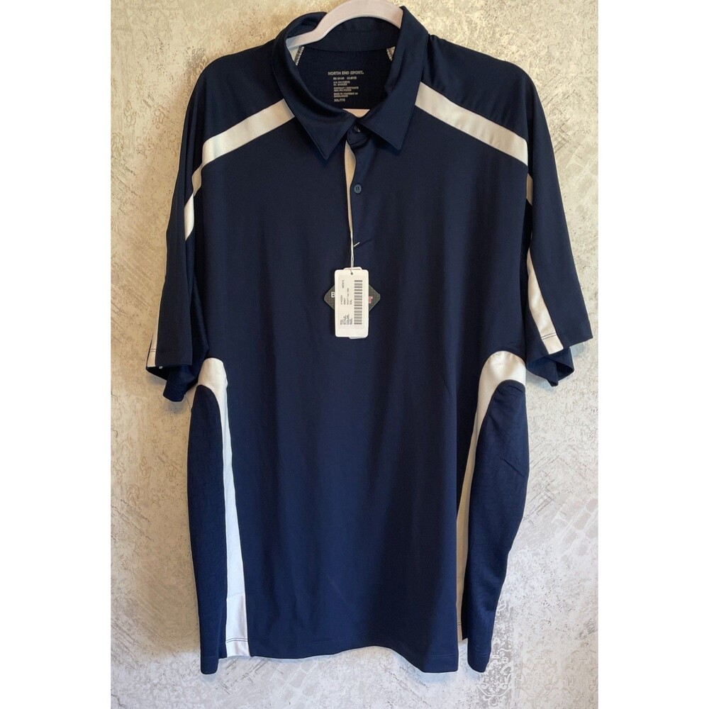 NWT North End Sport COOL LOGIC Polo Shirt Navy Blue White Men 2XL